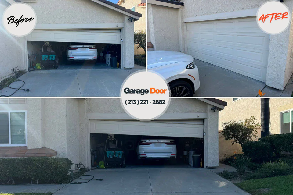 Before and after: garage door repair Denham Springs, LA